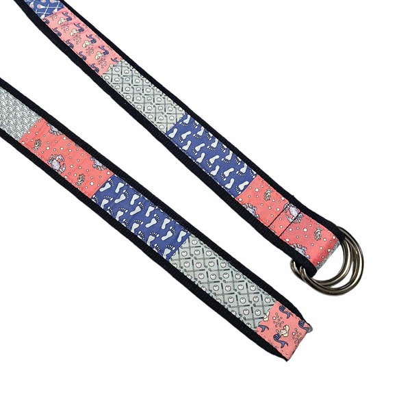 VINEYARD VINES Patchwork D-Ring Belt Navy Blue Trim Canvas Large Cape Cod EUC main image 7